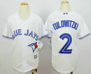 Youth Toronto Blue Jays #2 Troy Tulowitzki White Home Cool Base Baseball Jersey