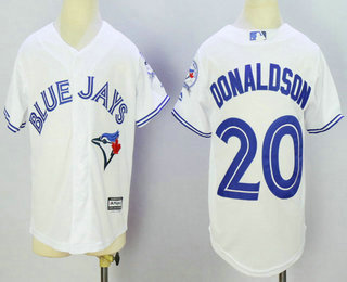 Youth Toronto Blue Jays #20 Josh Donaldson White New Cool Base 40th Anniversary Stitched MLB Jersey