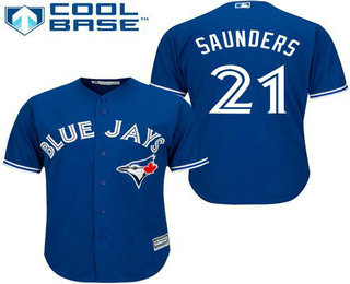 Youth Toronto Blue Jays #21 Michael Saunders Blue Cool Base Baseball Jersey