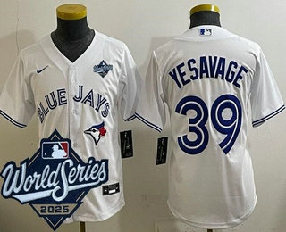 Youth Toronto Blue Jays #39 Trey Yesavage White 2025 World Series Cool Base Jersey