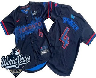Youth Toronto Blue Jays #4 George Springer Black City 2025 World Series Limited Jersey