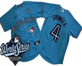 Youth Toronto Blue Jays #4 George Springer Light Blue 2025 World Series Cool Base Jersey