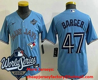 Youth Toronto Blue Jays #47 Addison Barger Light Blue 2025 World Series Cool Base Jersey