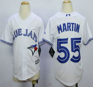 Youth Toronto Blue Jays #55 Russell Martin Home White 2015 MLB Cool Base Jersey