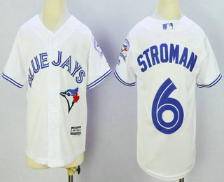 Youth Toronto Blue Jays #6 Marcus Stroman White New Cool Base 40th Anniversary Stitched MLB Jersey