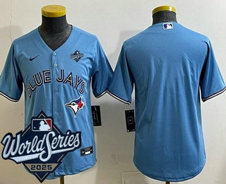 Youth Toronto Blue Jays Blank Light Blue 2025 World Series Cool Base Jersey