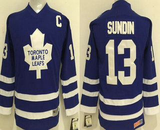 Youth Toronto Maple Leafs #13 Mats Sundin Blue CCM Vintage Throwback Jersey