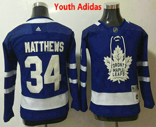 Youth Toronto Maple Leafs #34 Auston Matthews Royal Blue Home 2017-2018 Hockey Stitched NHL Jersey