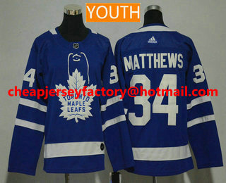 Youth Toronto Maple Leafs #34 Auston Matthews Royal Blue Home 2017-2018 Hockey Stitched NHL Jersey