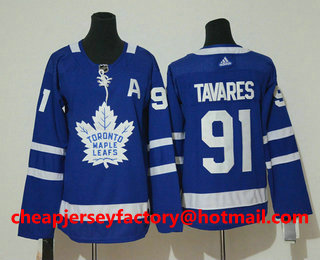 Youth Toronto Maple Leafs #91 John Tavares Royal Blue With A Patch Home Stitched NHL Jersey