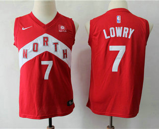 Youth Toronto Raptors #7 Kyle Lowry Red Nike Swingman 2018 playoffs Earned Edition Stitched Jersey With The Sponsor Logo
