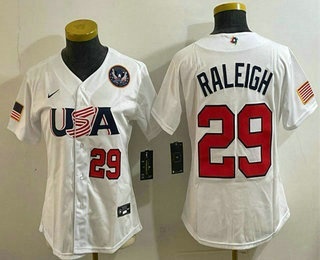 Youth USA #29 Cal Raleigh White 2026 World Baseball Classic Cool Base Jersey