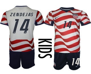 Youth USA National Team #14 Alex Zendejas Home White 2026 World Cup Soccer Jersey Suit