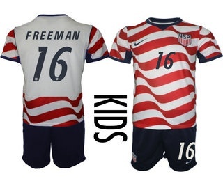 Youth USA National Team #16 Alex Freeman Home White 2026 World Cup Soccer Jersey Suit