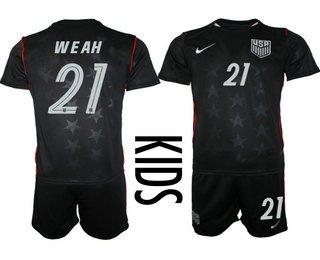 Youth USA National Team #21 Timothy Weah Away Navy 2026 World Cup Soccer Jersey Suit