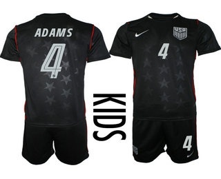 Youth USA National Team #4 Tyler Adams Away Navy 2026 World Cup Soccer Jersey Suit