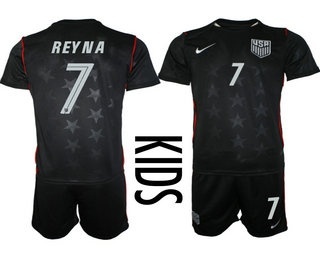 Youth USA National Team #7 Giovanni Reyna Away Navy 2026 World Cup Soccer Jersey Suit
