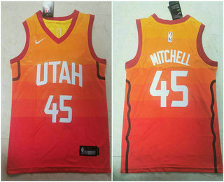 Youth Utah Jazz #45 Donovan Mitchell City Edition Orange Nike Swingman Jersey
