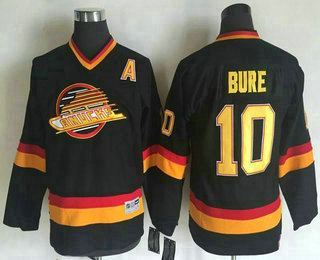 Youth Vancouver Canucks #10 Pavel Bure 1989-90 Black CCM Throwback Stitched Vintage Hockey Jersey