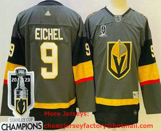 Youth Vegas Golden Knights #9 Jack Eichel Gray 2023 Stanley Cup Champions Authentic Jersey
