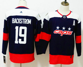 Youth Washington Capitals #19 Nicklas Backstrom Navy Blue With A Patch 2018 Stadium Series Stitched NHL Hockey Jersey