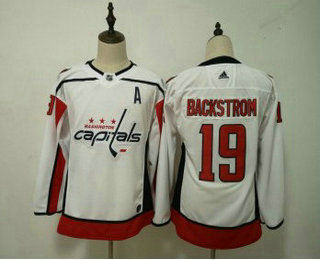 Youth Washington Capitals #19 Nicklas Backstrom White With A Patch 2017-2018 Hockey Stitched NHL Jersey