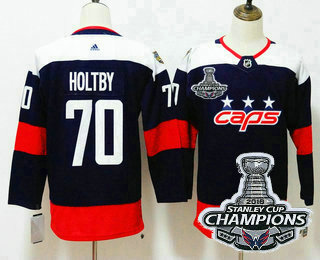 Youth Washington Capitals #70 Braden Holtby Navy Blue 2018 Stanley Cup Champions Patch Stadium Series Stitched NHL Hockey Jersey