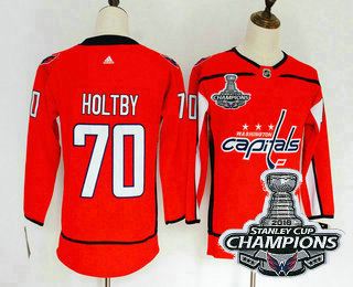 Youth Washington Capitals #70 Braden Holtby Red 2018 Stanley Cup Champions Patch Hockey Stitched NHL Jersey