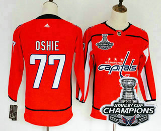 Youth Washington Capitals #77 T.J. Oshie Red 2018 Stanley Cup Champions Patch Hockey Stitched NHL Jersey