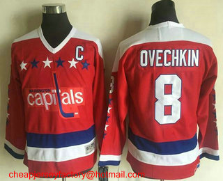 Youth Washington Capitals #8 Alex Ovechkin Red 1987-88 CCM Throwback Stitched Vintage Hockey Jersey