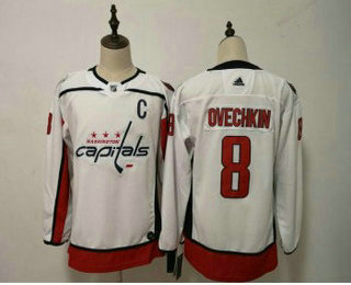 Youth Washington Capitals #8 Alex Ovechkin White With C Patch 2017-2018 Hockey Stitched NHL Jersey