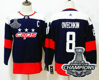 Youth Washington Capitals #8 Alexander Ovechkin Navy Blue 2018 Stanley Cup Champions Patch Stadium Series Stitched NHL Hockey Jersey