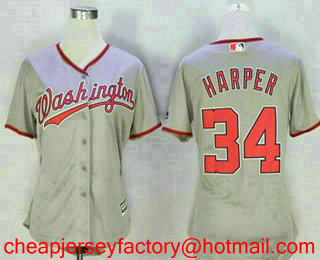 Youth Washington Nationals #34 Bryce Harper Gray Road Stitched MLB Cool Base Jersey