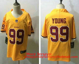 Youth Washington Redskins #99 Chase Young Gold 2020 Color Rush Stitched NFL Nike Limited Jersey