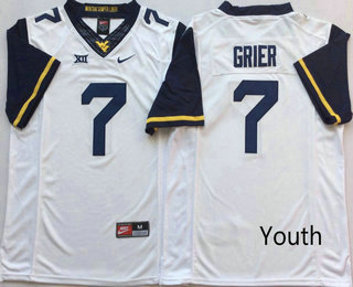Youth West Virginia Mountaineers #7 Will Grier White Limited College Football Stitched Nike NCAA Jersey